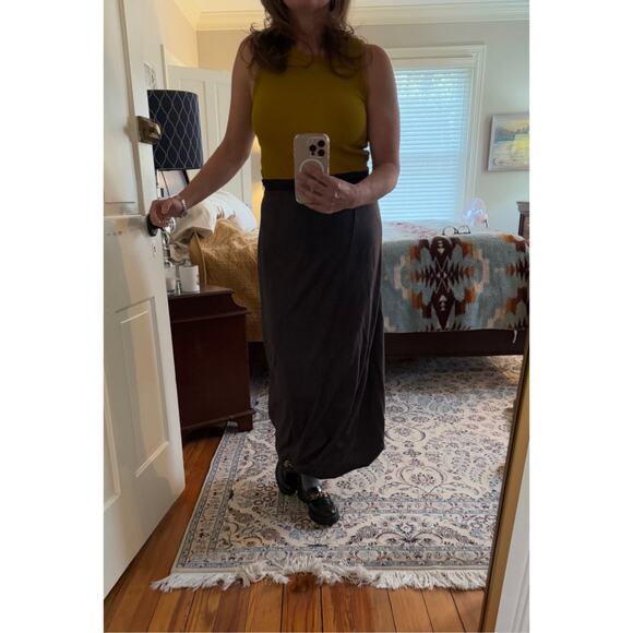 Sarah Pacini Italian Merino Wool Bubble Hem Midi Skirt Charcoal Gray - Picture 2 of 8